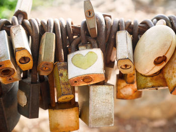 Close-up of padlocks