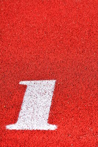 Close-up of number on sports track