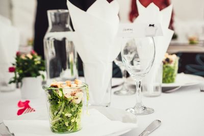 Close-up of tea served on table in restaurant