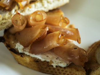 Close-up of bruschettas served in plate