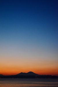 Scenic view of sea against clear sky during sunset