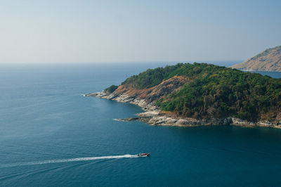 Scenic view of sea against clear sky