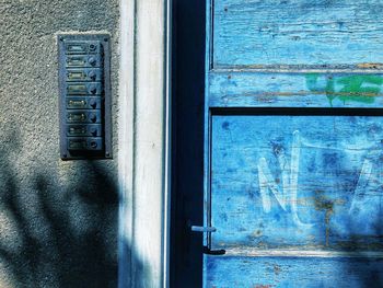 Close-up of closed door of building