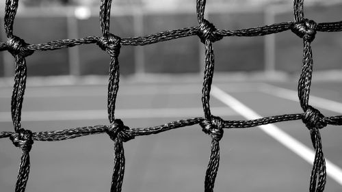 Close-up shot of tennis court net