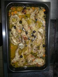 High angle view of food in container