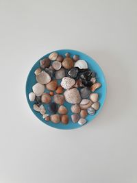 High angle view of multi colored candies on table