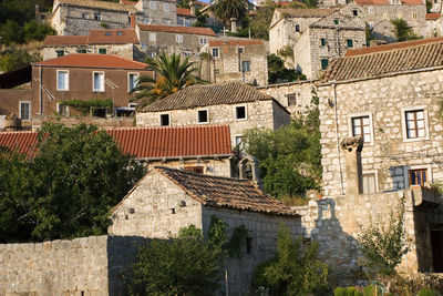 High angle view of old building in city