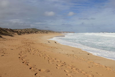 Scenic view of beach against sky