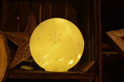 Close-up of yellow table