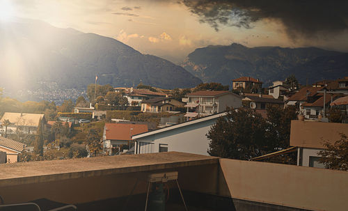 High angle view of townscape against sky