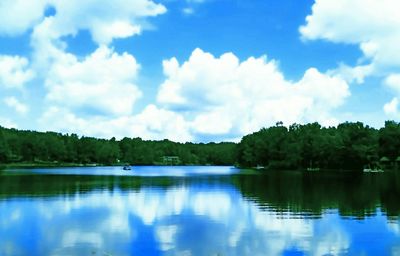 Scenic view of lake against sky