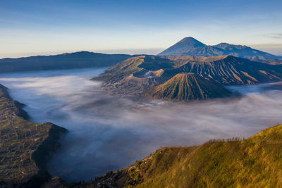 Panoramic view of volcanic landscape