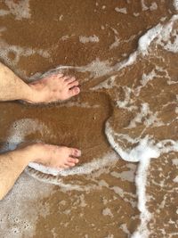 Low section of person lying on beach