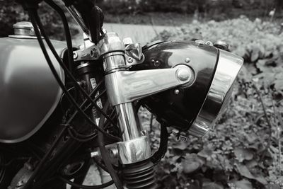 High angle view of vintage car on field
