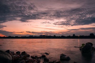 Scenic view of sea against sky during sunset