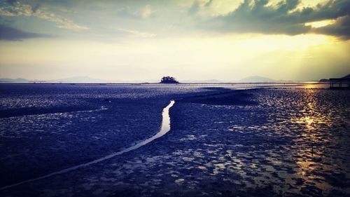 Scenic view of sea at sunset