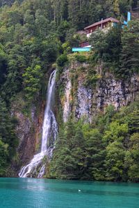 Scenic view of waterfall