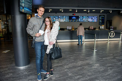 Women standing at airport