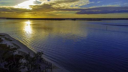 Scenic view of sea against sky at sunset