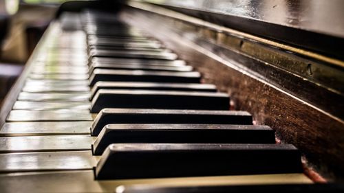 Close-up of piano keys