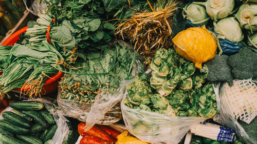 High angle view of vegetables for sale in ha noi vietnam