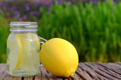 Close-up of yellow fruit on table