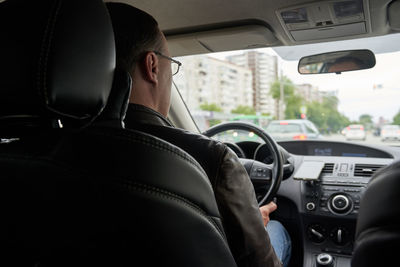 Man driving car