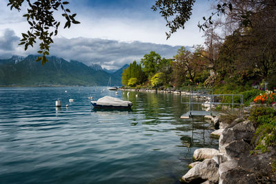 Scenic view of lake against sky