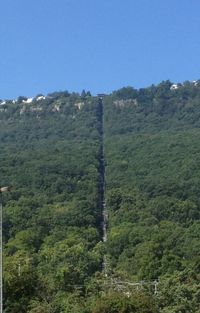 Scenic view of mountains against clear blue sky