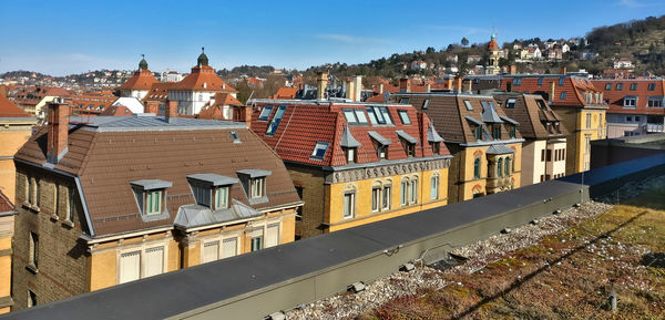 High angle view of townscape against sky
