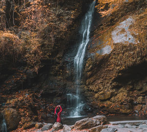 Scenic view of waterfall