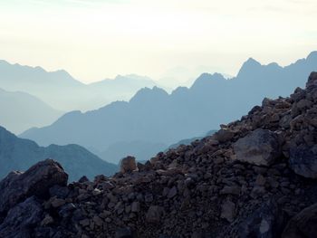 Scenic view of rocky mountains against sky