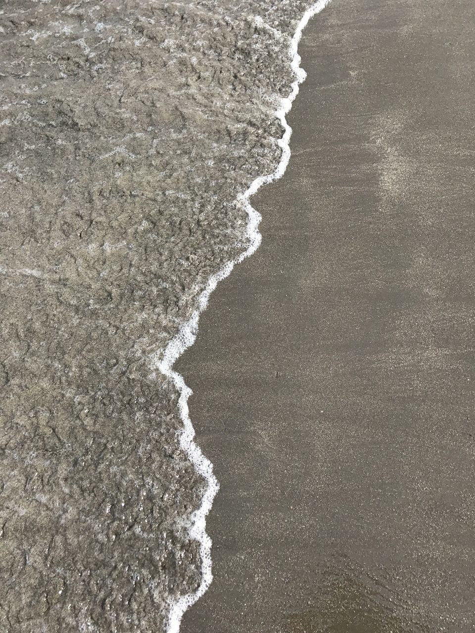 HIGH ANGLE VIEW OF WAVES ON SHORE