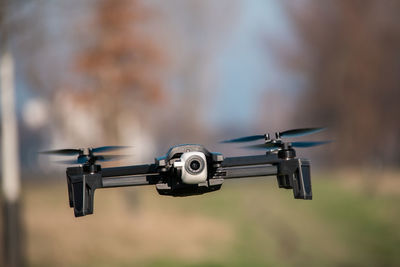 Close-up of a flying drone