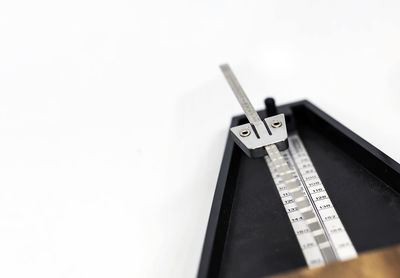 High angle view of telephone booth against white background