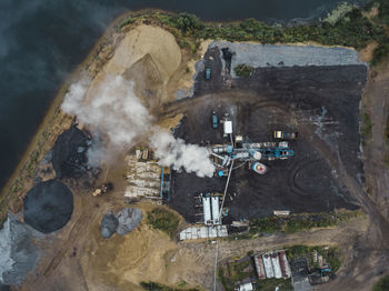 Aerial view of asphalt plant at moscow, russia