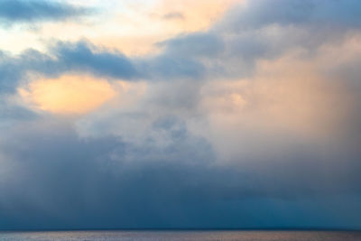 Scenic view of sea against dramatic sky