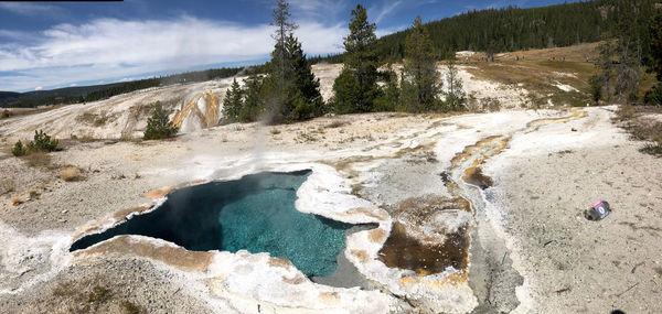 High angle view of hot spring at yellowstone national park