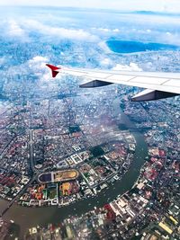 Aerial view of cityscape against sky