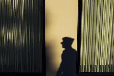 Silhouette of man looking at shadow