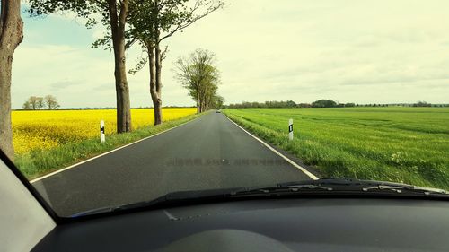 Road passing through field