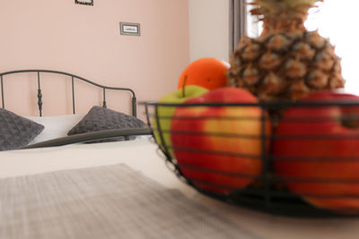 Close-up of fruits on table at home