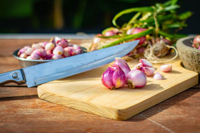 Close-up of food on cutting board