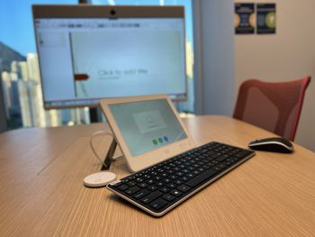 Close-up of laptop on table