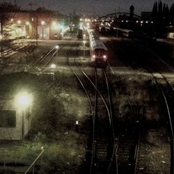 Illuminated street at night