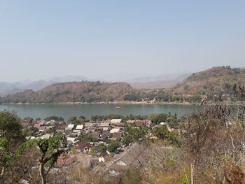 Scenic view of lake against clear sky