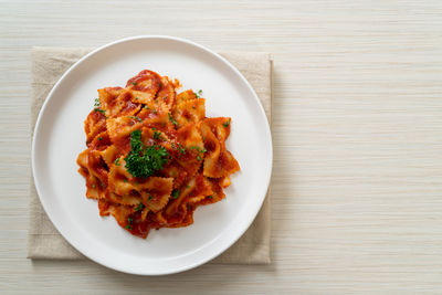 Directly above shot of food in plate on table