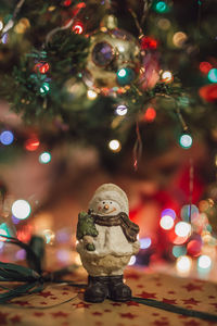 Close-up of illuminated christmas tree