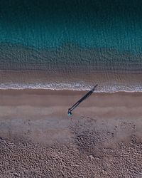 Aerial view of man on beach