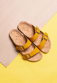 High angle view of bread on table